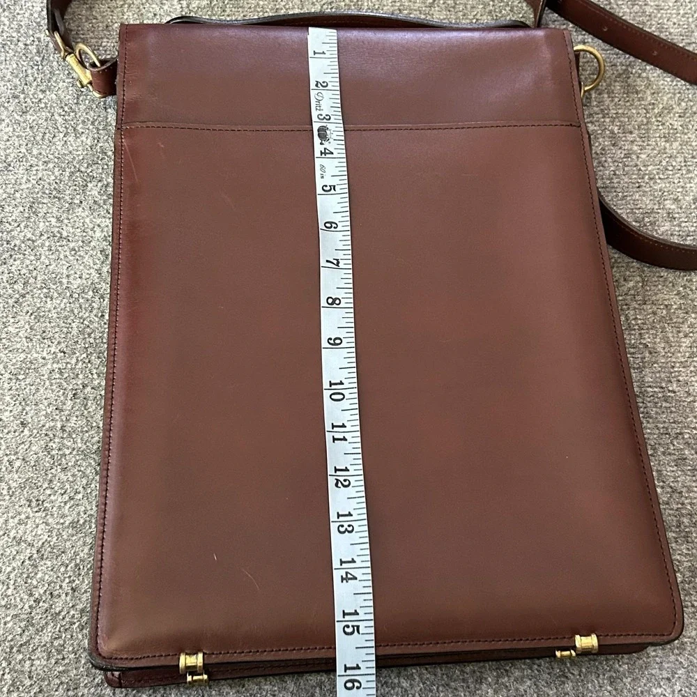 Schlesinger Bag Brown Leather Business Case Shoulder Briefcase Law USA Vintage